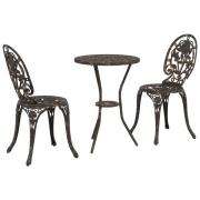vidaXL 3 Delars Trädgårds-Bistro Set Brons Gjutjärn