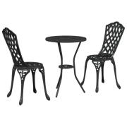 vidaXL 3-delars Trädgårdsbistro Set Svart Gjutjärn