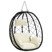 vidaXL Hängande Äggstol Korg utan Ställning Grädde Vit Poly Rattan