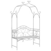 vidaXL Bänk Vit Metall 121 x 48 x 200 cm Dekorativa inslag Utomhusbänk