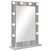 vidaXL Spegel med LED-lampor Grå sonoma Spånskiva, Glas 70 x 50 x 18 c...