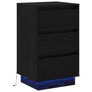 vidaXL Nattduksbord med LED Svart ek 39x34,5x65 cm Konstruerat trä