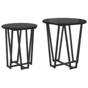 vidaXL Sidobordsset om 2 - Svart ek MDF och metall
