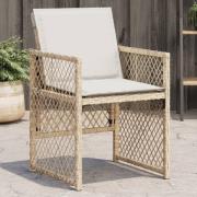 vidaXL Trädgårdsstolar med dynor 4 st beige konstrotting