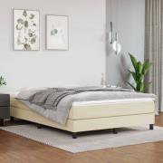 vidaXL Boxspring-sängram gräddvit 140x190 cm konstläder