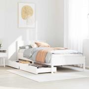 vidaXL Sängram utan madrass vit 90x200 cm massiv furu