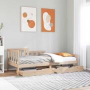 vidaXL Dagbädd med lådor 80x200 cm massiv furu