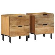 vidaXL Sängbord 2 st brun 40x33x46 cm mango i massivt trä