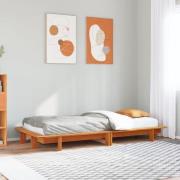 vidaXL Sängram utan madrass vaxbrun 75x190 cm massiv furu