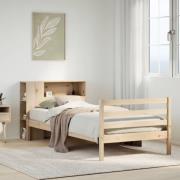 vidaXL Säng med bokhylla utan madrass 90x190cm massiv furu