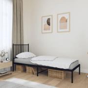 vidaXL Sängram med huvudgavel metall svart 75x190 cm