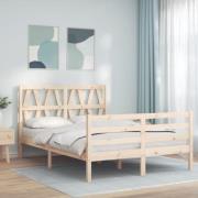vidaXL Sängram med huvudgavel 140x200 cm massivt trä