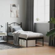 vidaXL Sängram med huvudgavel metall svart 75x190 cm