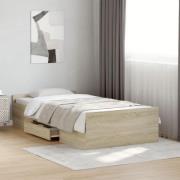 vidaXL Sängram med lådor sonoma-ek 75x190 cm konstruerat trä