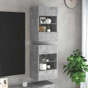 vidaXL Väggmonterad tv-bänk LED 2 st betonggrå 40x30x60,5 cm