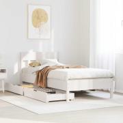 vidaXL Sängram utan madrass vit 90x200 cm massiv furu