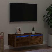vidaXL Tv-bänk med LED-belysning rökfärgad ek 75x35,5x25 cm