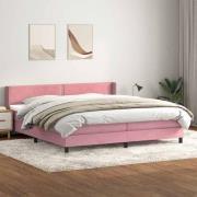 vidaXL Resårsäng med madrass rosa 180x220 cm sammet