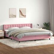 vidaXL Resårsäng med madrass rosa 180x220 cm sammet