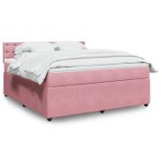 vidaXL Ramsäng med madrass rosa 180x200 cm sammet