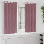 vidaXL Mörkläggningsgardiner med öglor 2 pack Mörkrosa Sammet