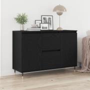 vidaXL Sideboard med dörrar och lådor svart ek 101,5x35x70 cm