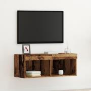 vidaXL TV-väggskåp med LED-lampor återvunnet trä 80x30x30 cm