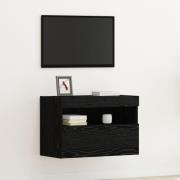 vidaXL TV-väggskåp med LED-lampor svart ek 60x30x40 cm