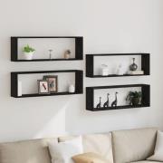 vidaXL Vägghyllor 4 st Svart Ek 80x15x26 cm Konstruerat trä