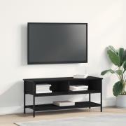 vidaXL TV-bänk svart ek 100x35x45 cm konstruerat trä och stål