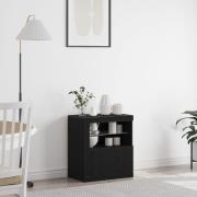 vidaXL Sideboard med LED-lampor svart ek 60,5x37x67 cm