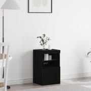 vidaXL Sideboard med LED-lampor svart ek 41x37x67 cm