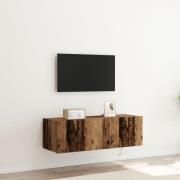 vidaXL TV-väggskåp med LED-lampor återvunnet trä 100x35x31 cm