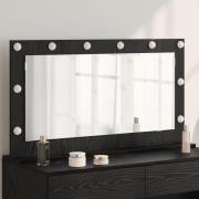 vidaXL Sminkspegel med LED-lampor Svart ek 100x55x18 cm