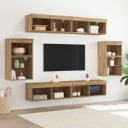 vidaXL 8-delad TV vägg enheter med LED Artisan ek konstruerat trä