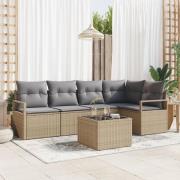 vidaXL 6-delad Trädgårdsoffasett med Kuddar Svart Poly Rattan, vidaXL ...