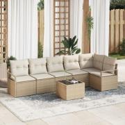 vidaXL 7-delad trädgårdsoffa med kuddar Brun Poly Rattan, vidaXL 2-sit...