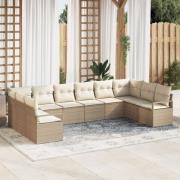 vidaXL 10-delars trädgårdsoffor set med dynor Beige poly rotting, vida...