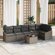 vidaXL 6-dels trädgårdssoffset med kuddar svart poly rattan