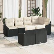 vidaXL 7-delat Trädgårdsoffset med Kuddar Svart Poly Rattan