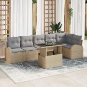 vidaXL 7-delars trädgårdsoffgrupp med kuddar Beige Poly Rottning