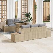 vidaXL 6-delat Trädgårdsoff Set med Kuddar Beige Poly Rotting
