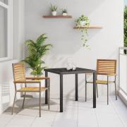 vidaXL Stapelbara Trädgårdsstolar med Kuddar 2 st Grå Poly Rattan