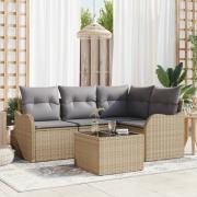 vidaXL 5 Delar Trädgårdsoffaset Med Kuddar Svart Poly Rattan, vidaXL 2...