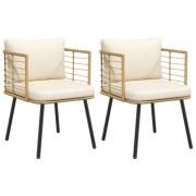 vidaXL Trädgårdsstolar 2 st med dynor naturlig konstrotting