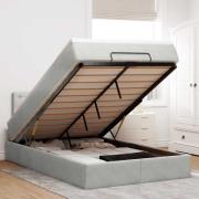 vidaXL Ottomansk säng med madrass&LED-lampor ljusgrå 120x190cm sammet