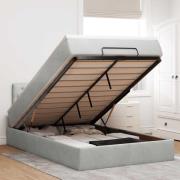 vidaXL Ottoman säng med madrass ljusgrå 120x190 cm sammet