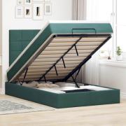 vidaXL Ottoman sängram med madrasser mörkgrön 120x190 cm sammet
