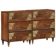 vidaXL Sideboards 2 st Honung brun 60x33.5x75 cm Solid grovt trä Mango...