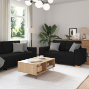 vidaXL Soffa 3+2+1 med dynor i svart tyg